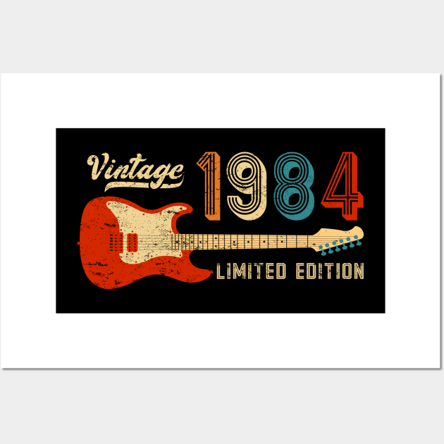 Vintage 1984 Birthday Retro Musician Guitar Player Wall Art by Cuteness Klub